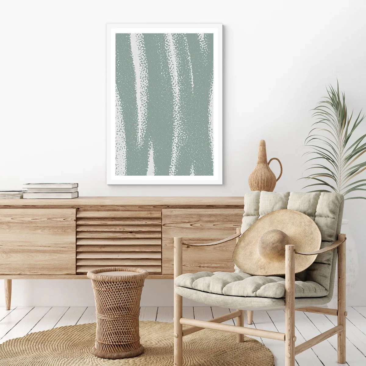 Poster in een witte lijst - Abstractie in een winterklimaat - 61x91 cm