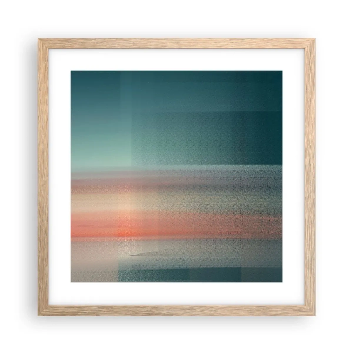 Een poster in een licht eiken lijst - Abstractie: golven van licht - 40x40 cm