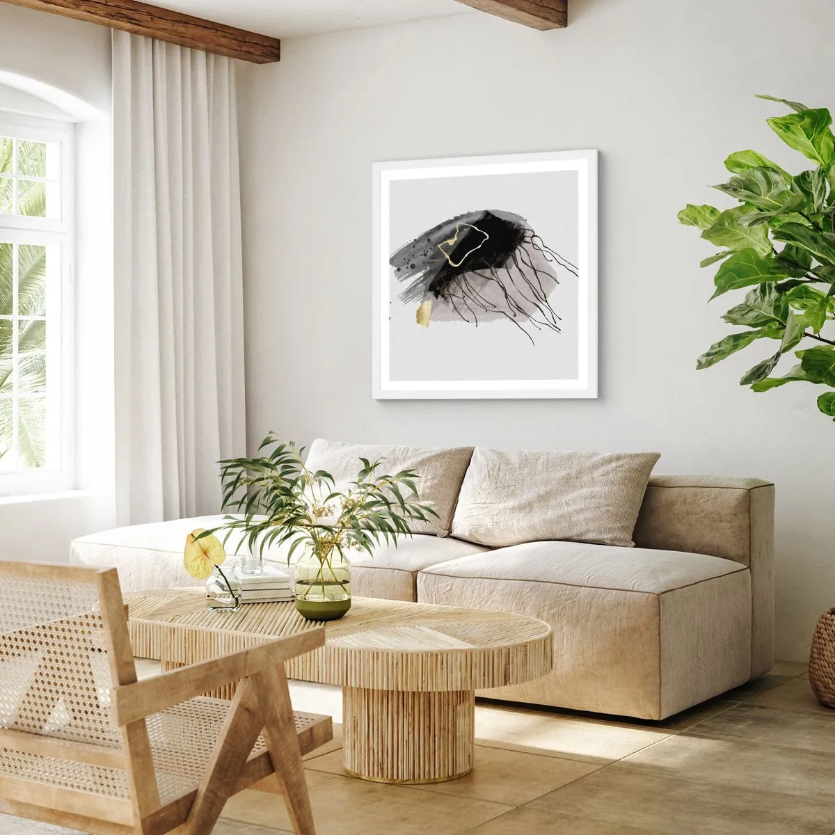 Poster in een witte lijst - In zwart en goud - 40x40 cm