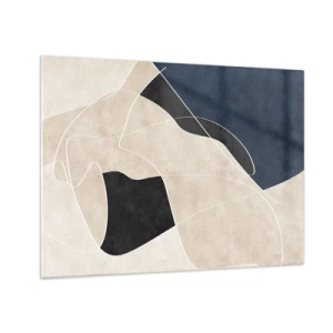 Schilderen op glas - Moderne abstractie met contrasterende vormen en lijnen - 70x50cm - Abstracte compositie – kleurcontrast - Moderne wanddecoratie voor woonkamer en slaapkamer ARTTOR