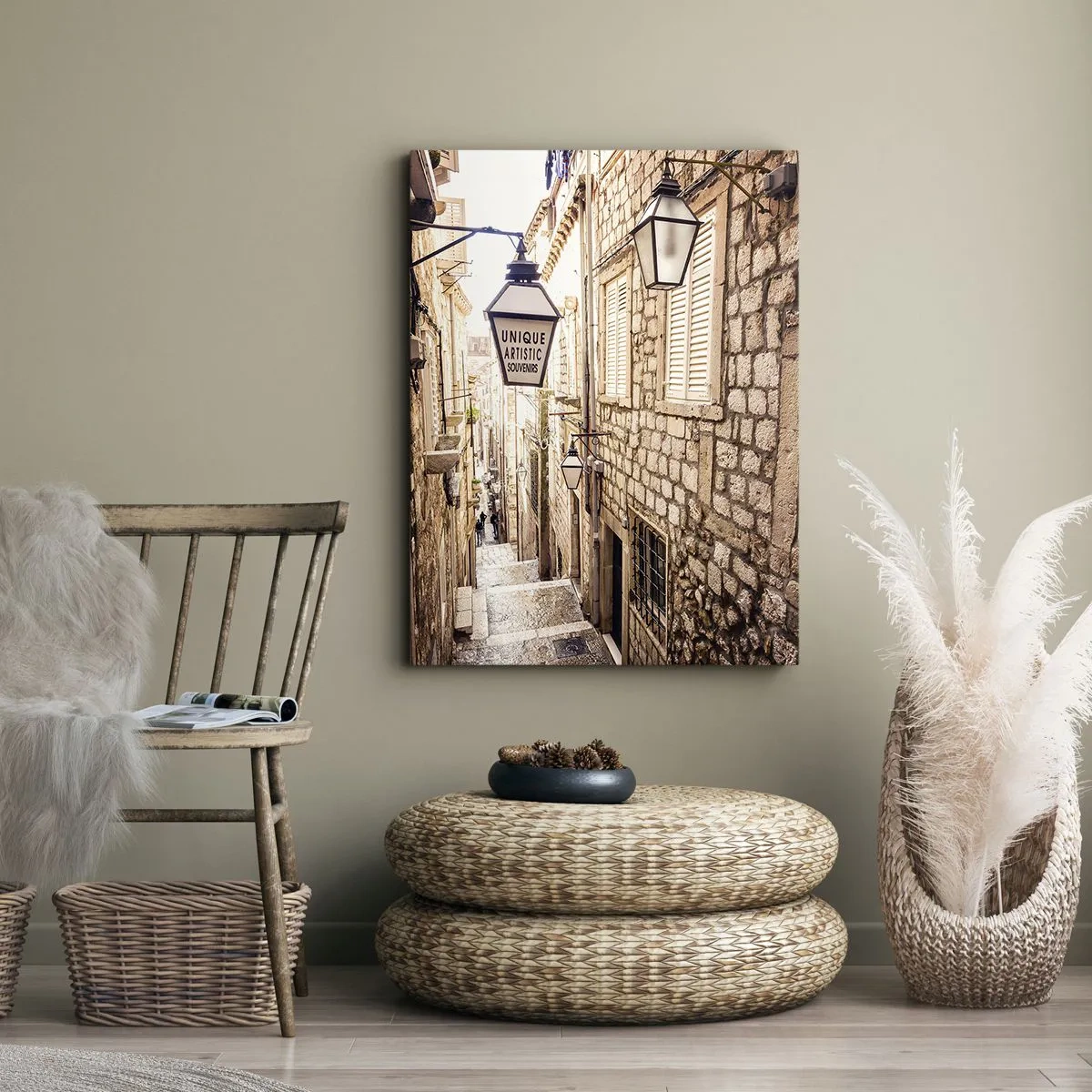 Schilderen op canvas - Een charmant steegje - 50x70 cm