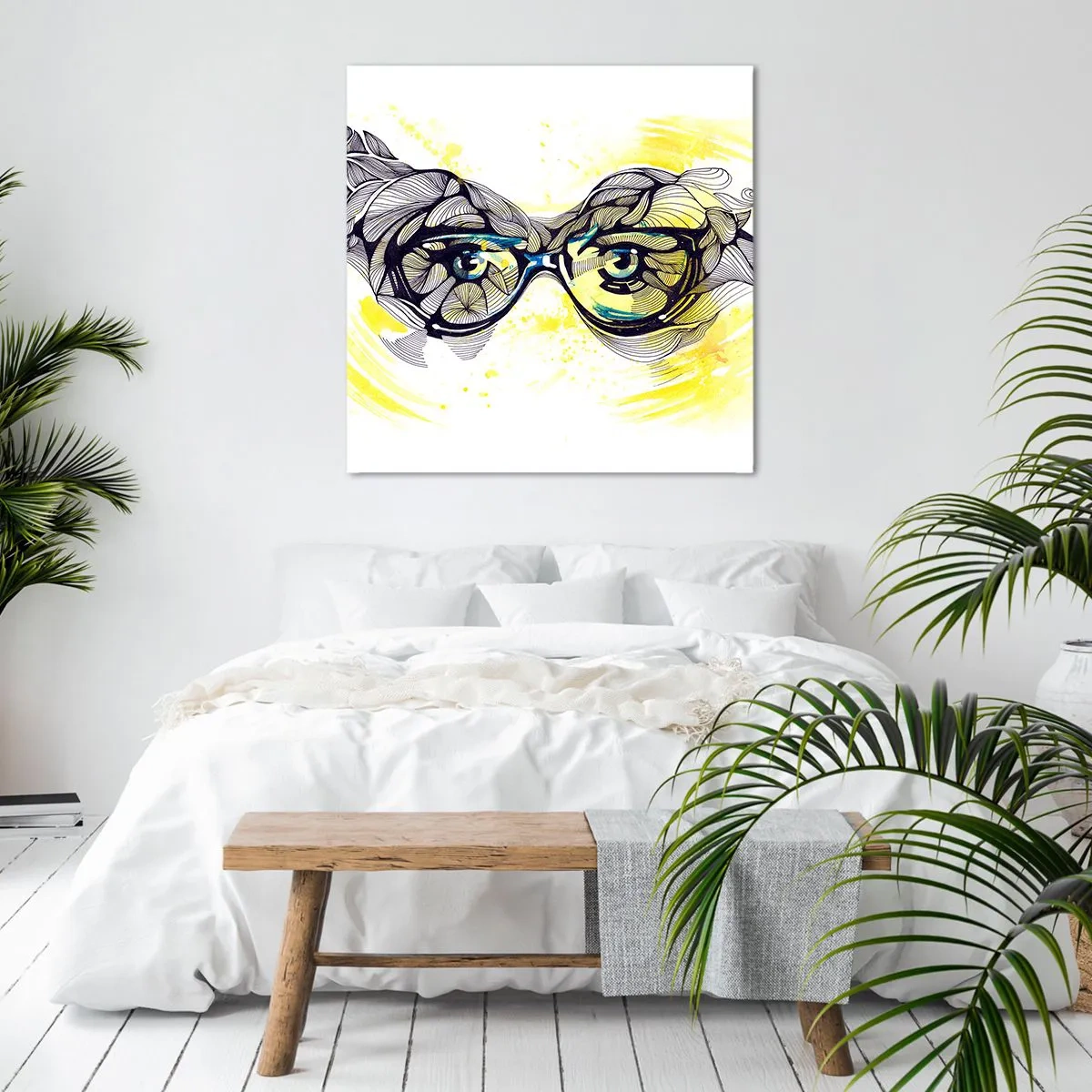 Schilderen op canvas - Door een blauwe bril - 60x60 cm
