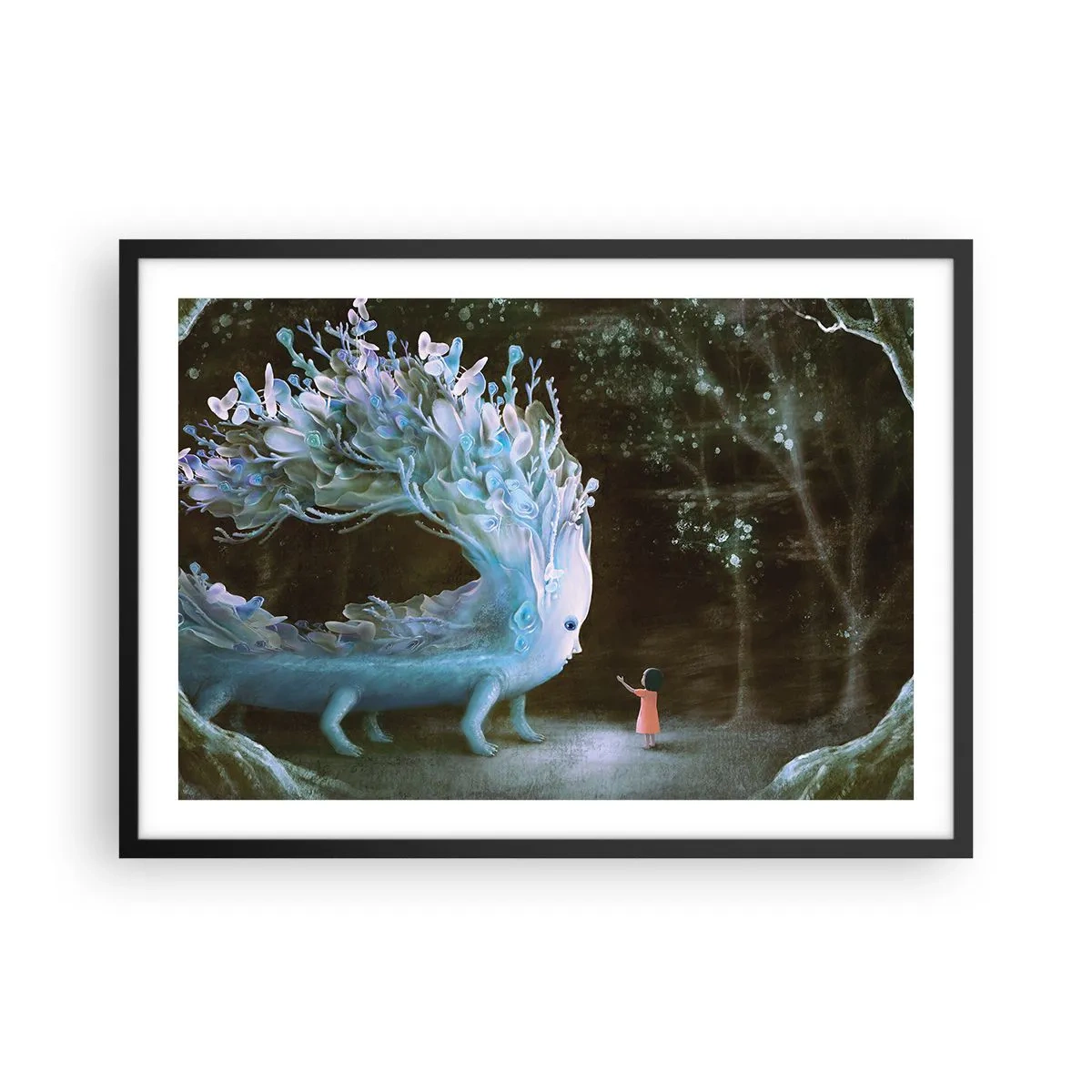 Poster in een zwarte lijst - Fantastische ontmoeting - 70x50 cm