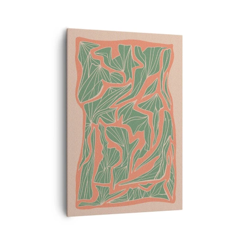 Schilderen op canvas - De strijd tussen koraal en groen - 70x100 cm