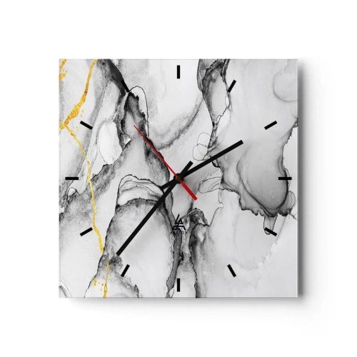Wandklok - Klok - Compositie met een gouden motief - 30x30 cm