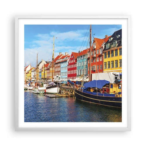 Poster in een witte lijst - Vrolijke werf - 60x60 cm