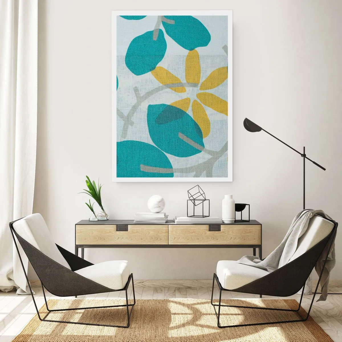 Poster - Tussen de azuurblauwe bladeren - 50x70 cm