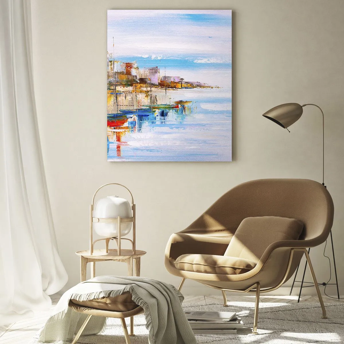 Schilderen op glas - Een veelkleurig stedelijk toevluchtsoord - 50x70 cm
