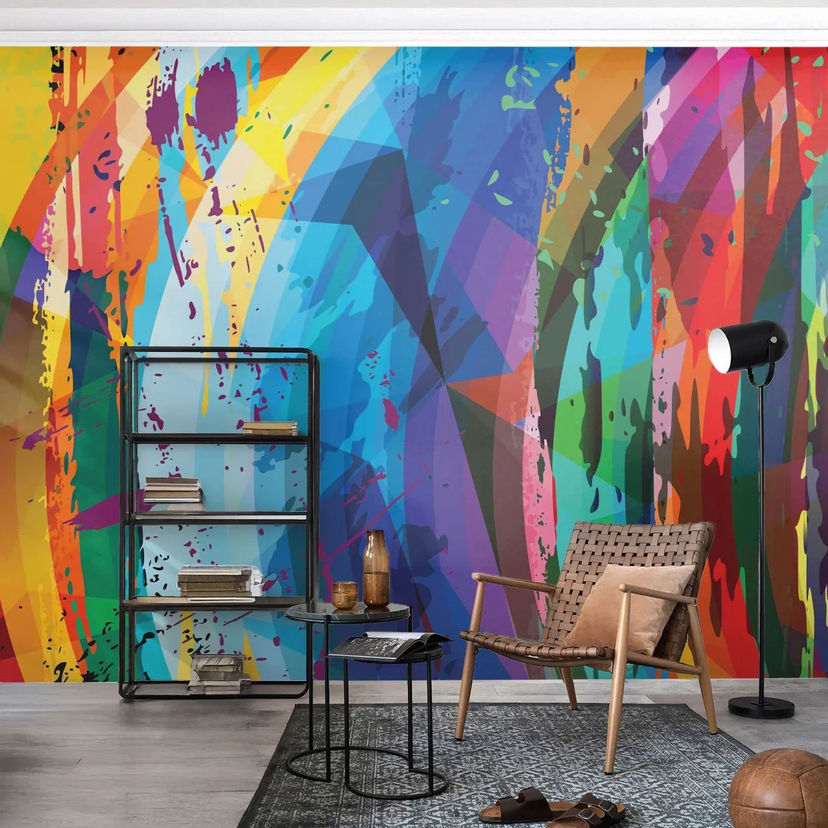 Zelfklevend Fotobehang Deluxe Sticker - Kleurrijke duizeligheid - Abstractie, Deel, Moderne kunst - 250x175 cm