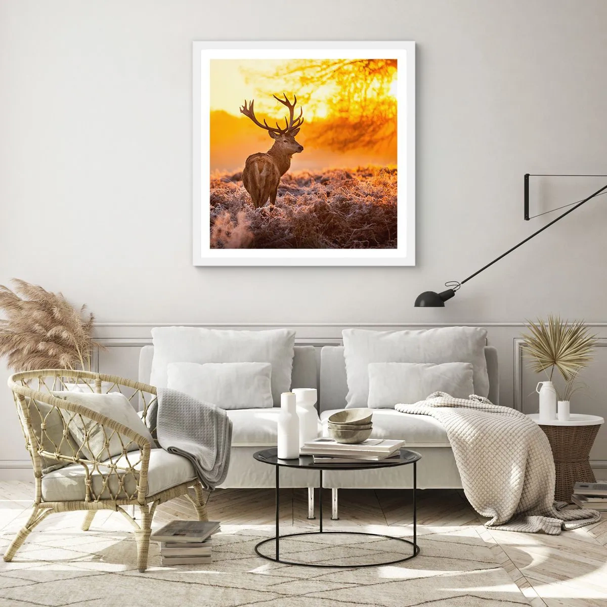 Poster in een witte lijst - Koning van het herfstbos - 30x30 cm