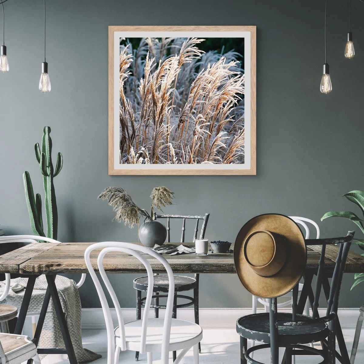 Een poster in een licht eiken lijst - Gekleed met vorst - 30x30 cm