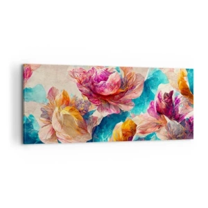 Schilderen op canvas - Kleurrijke pracht van het boeket - 100x40 cm