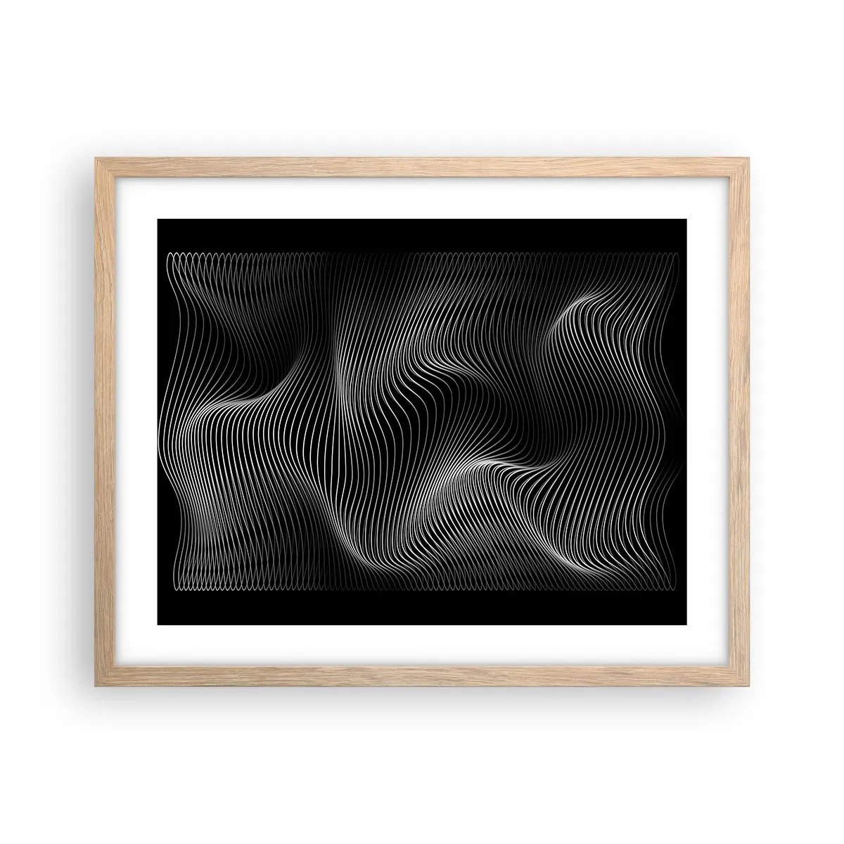 Een poster in een licht eiken lijst - Dans van licht in de ruimte - 50x40 cm
