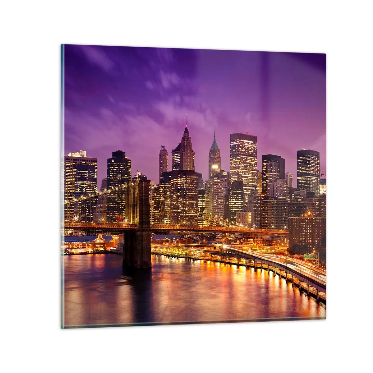 Schilderen op glas - Violet-goud Manhattan - 60x60 cm