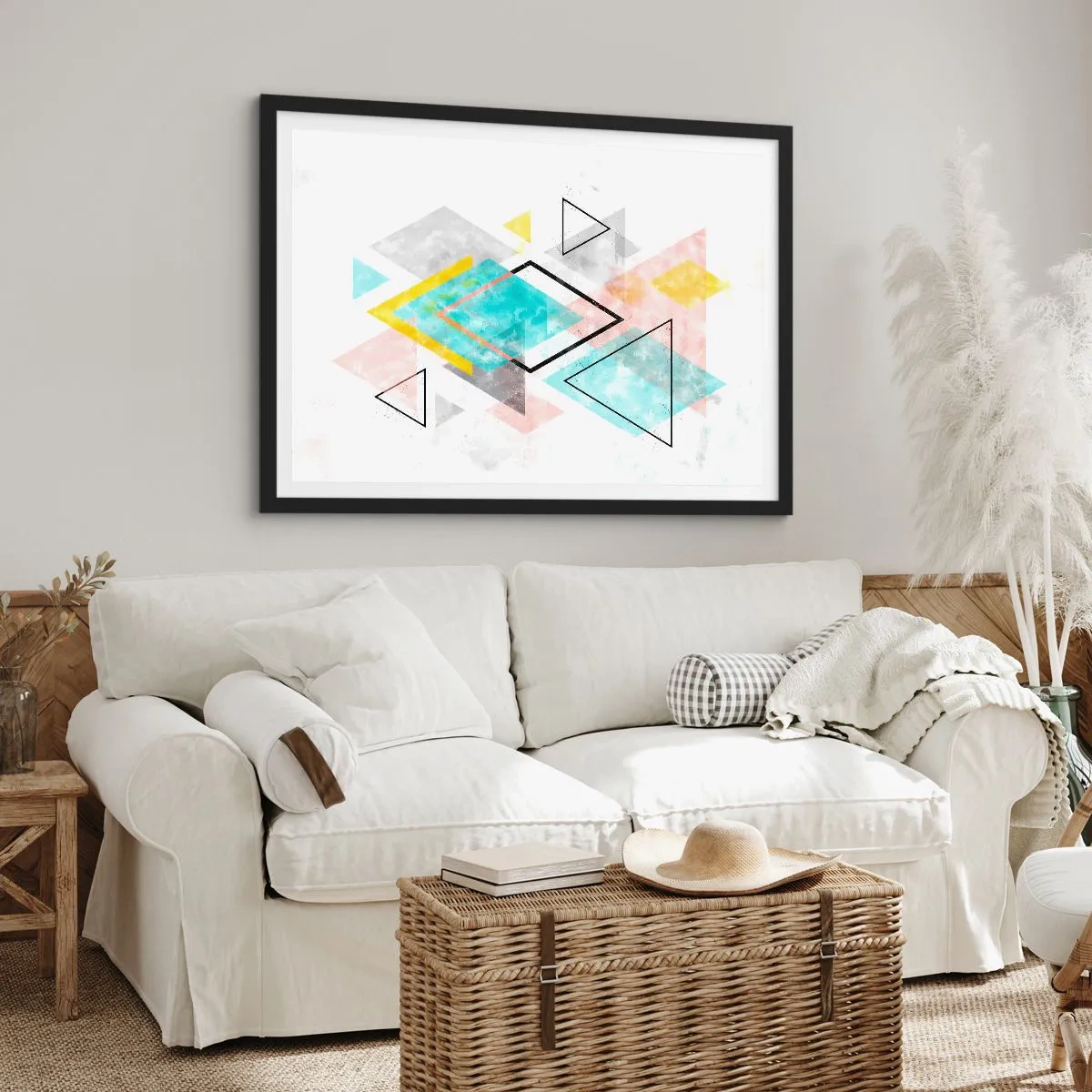 Poster in een zwarte lijst - Geometrisch spel - 50x40 cm