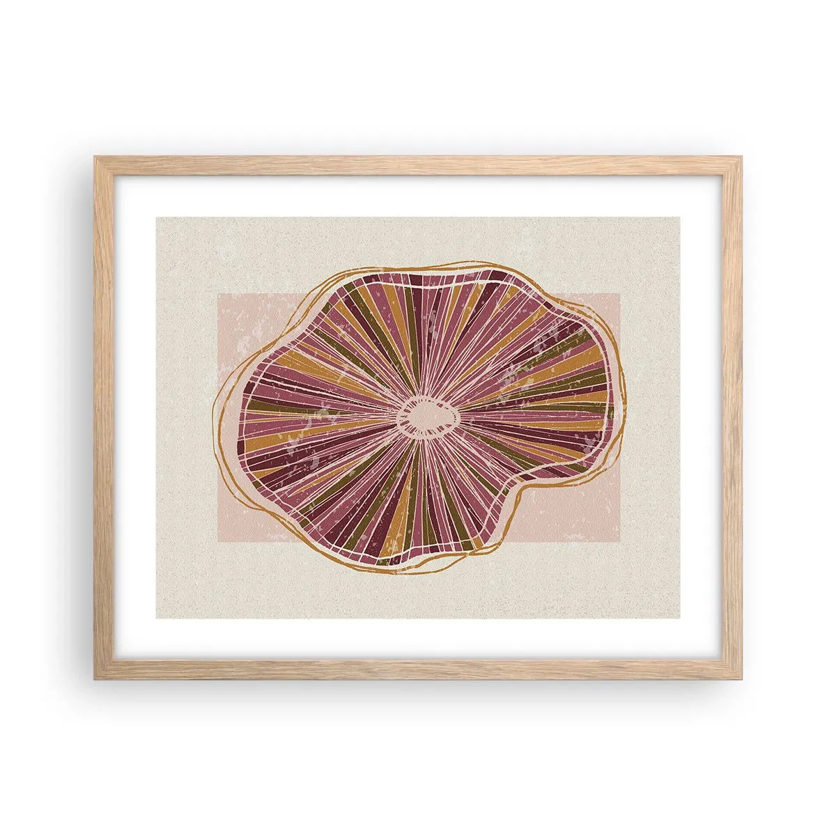 Een poster in een licht eiken lijst - Stralende abstractie - 50x40 cm