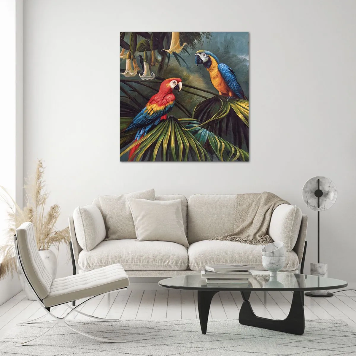 Schilderen op glas - Romantiek in de tropen - 50x50 cm