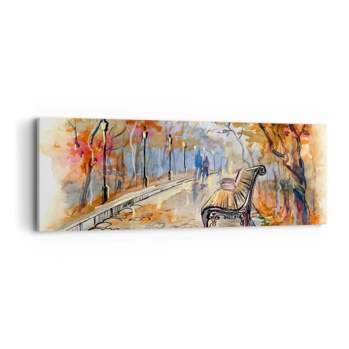 Schilderen op canvas - Samen wandelen in de herfst - 90x30 cm