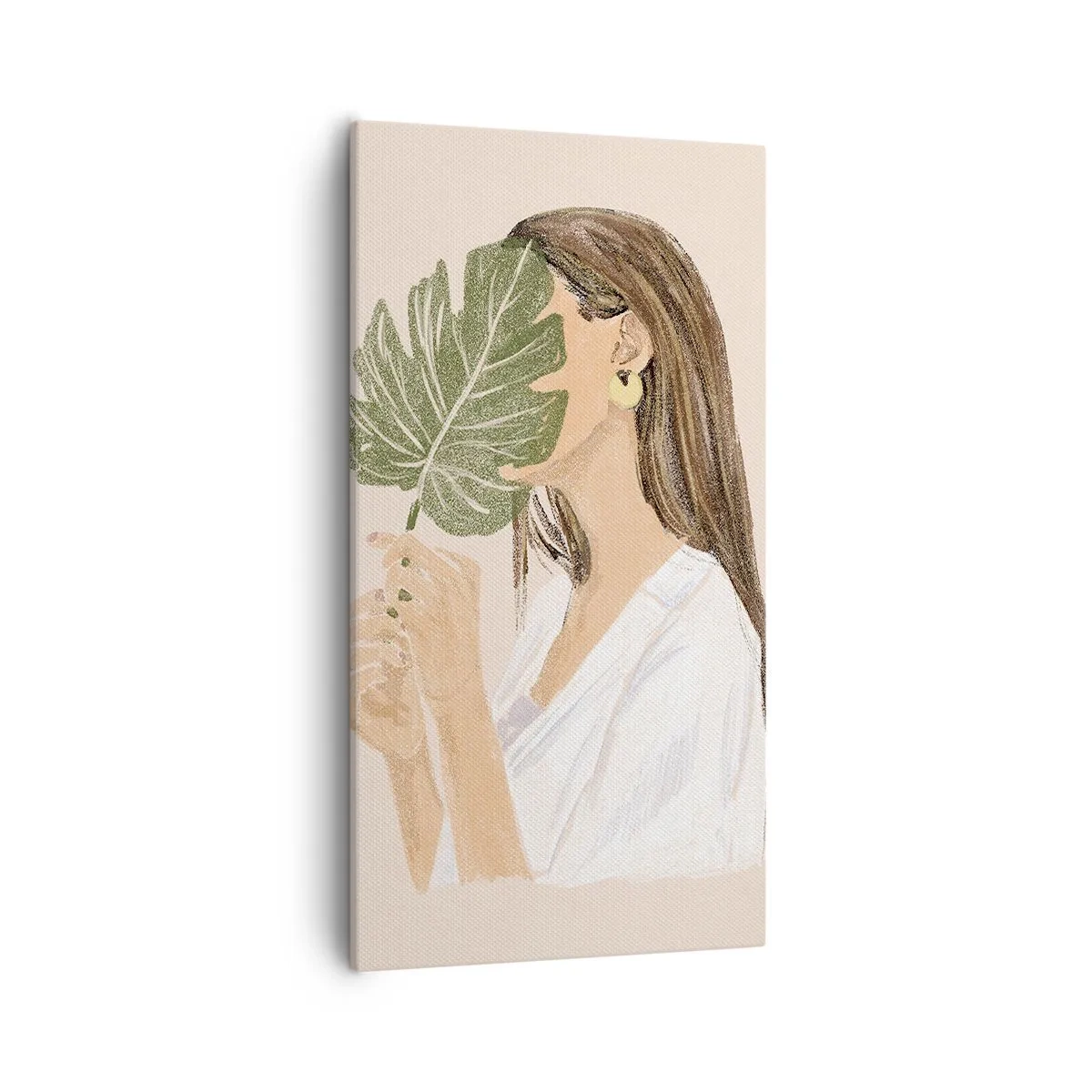 Schilderen op canvas - Mysterieus portret met een waaier - 55x100 cm