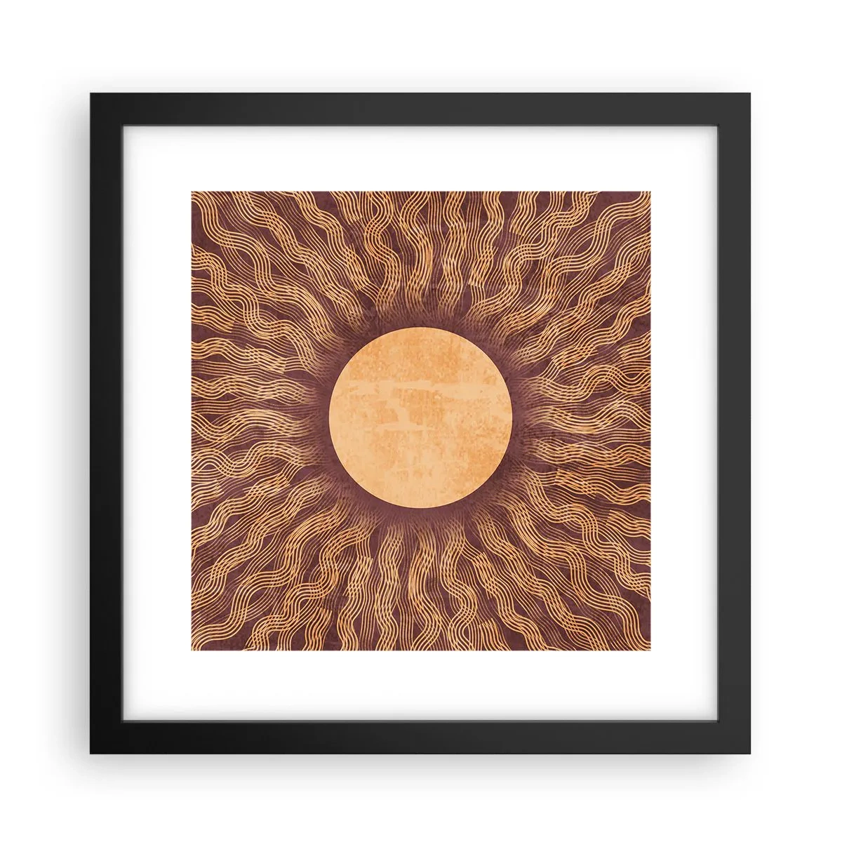 Poster in een zwarte lijst - Zon icoon - 30x30 cm