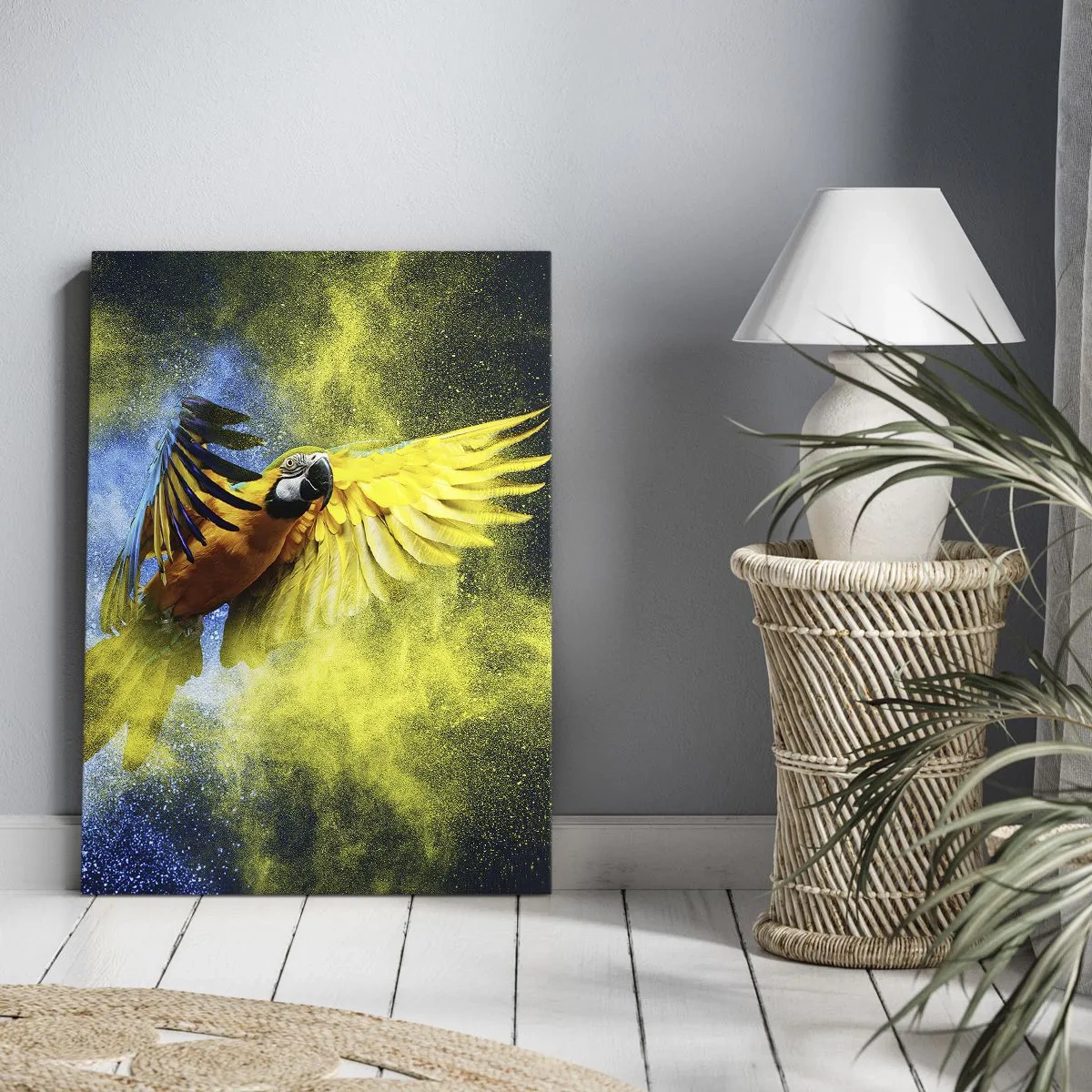 Schilderen op canvas - In het blauwe en gouden stof - 80x120 cm