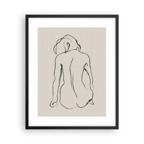 Poster in een zwarte lijst - Naakt meisje - 40x50 cm