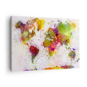 Schilderen op canvas - Een kleurrijke wereldkaart in abstracte stijl - 70x50cm - Op de een of andere manier is het hetzelfde geworden - Moderne wanddecoratie voor woonkamer en slaapkamer ARTTOR