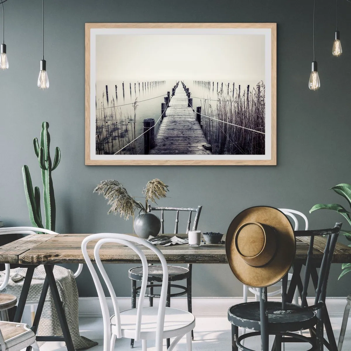 Een poster in een licht eiken lijst - Dompel jezelf onder in vrede - 91x61 cm