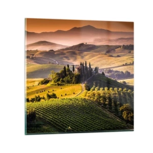 Schilderen op glas - Arcadia - het Toscaanse landschap - 60x60 cm
