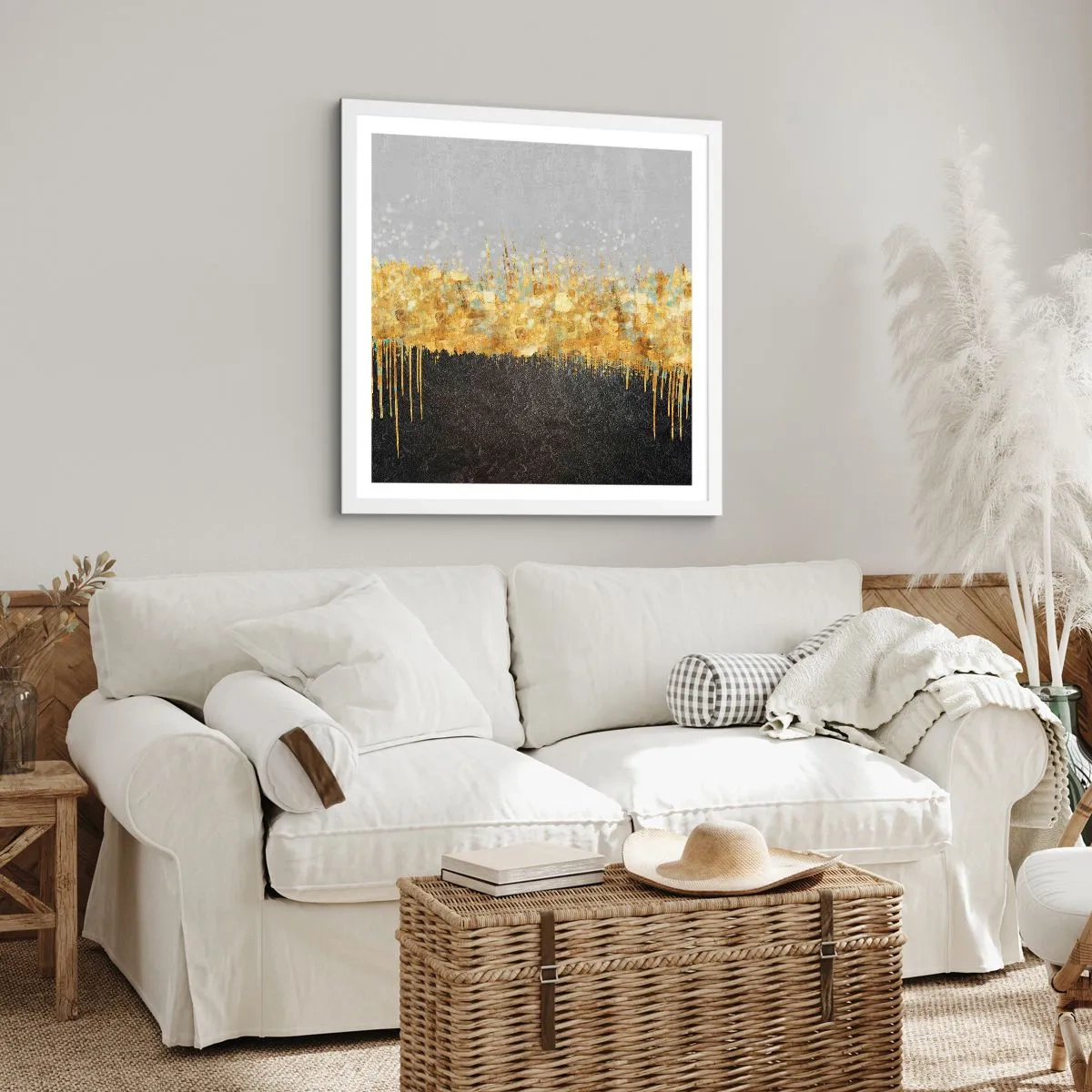 Poster in een witte lijst - Naar binnen en naar boven - 50x50 cm