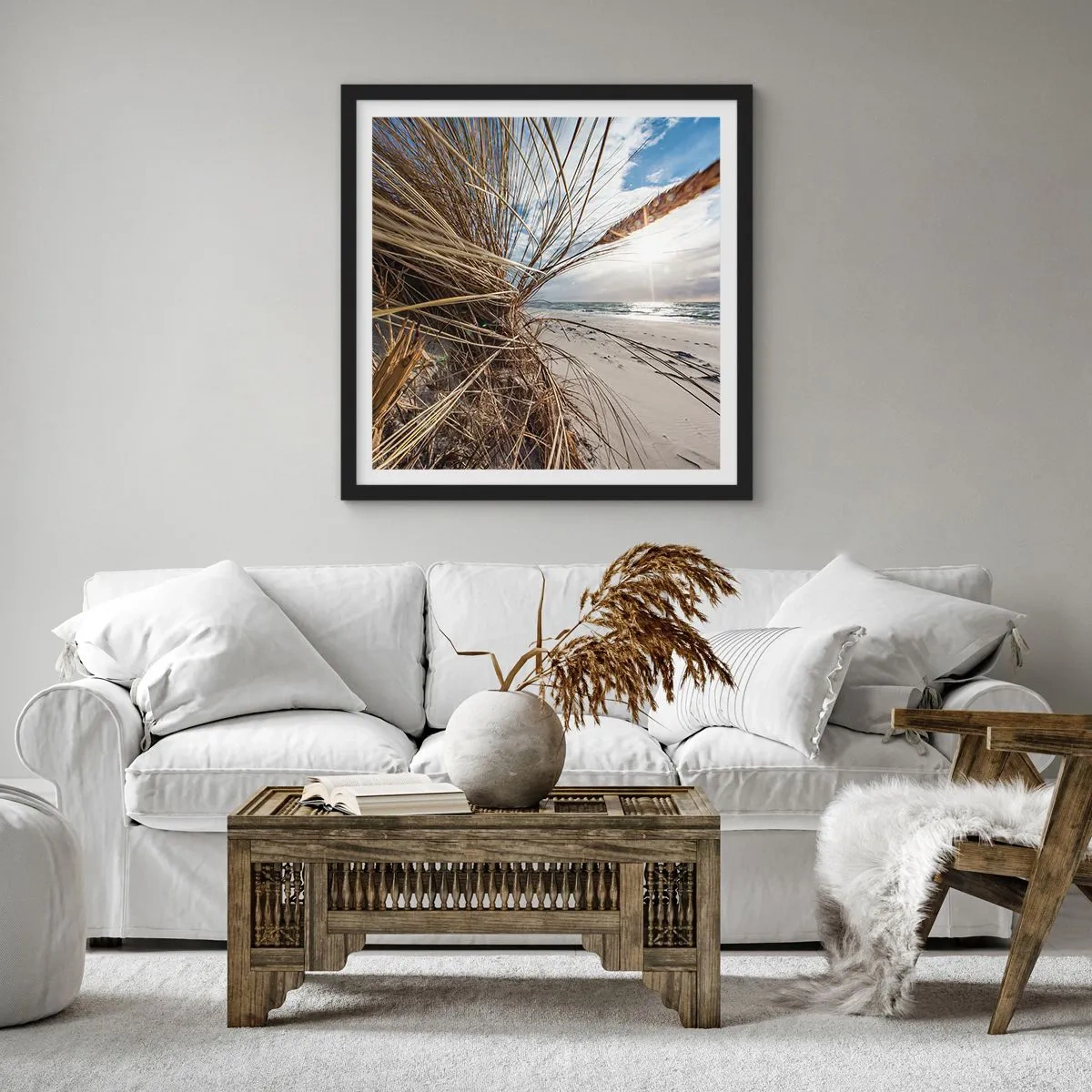 Poster in een zwarte lijst - Een ontmoeting van de elementen - 60x60 cm