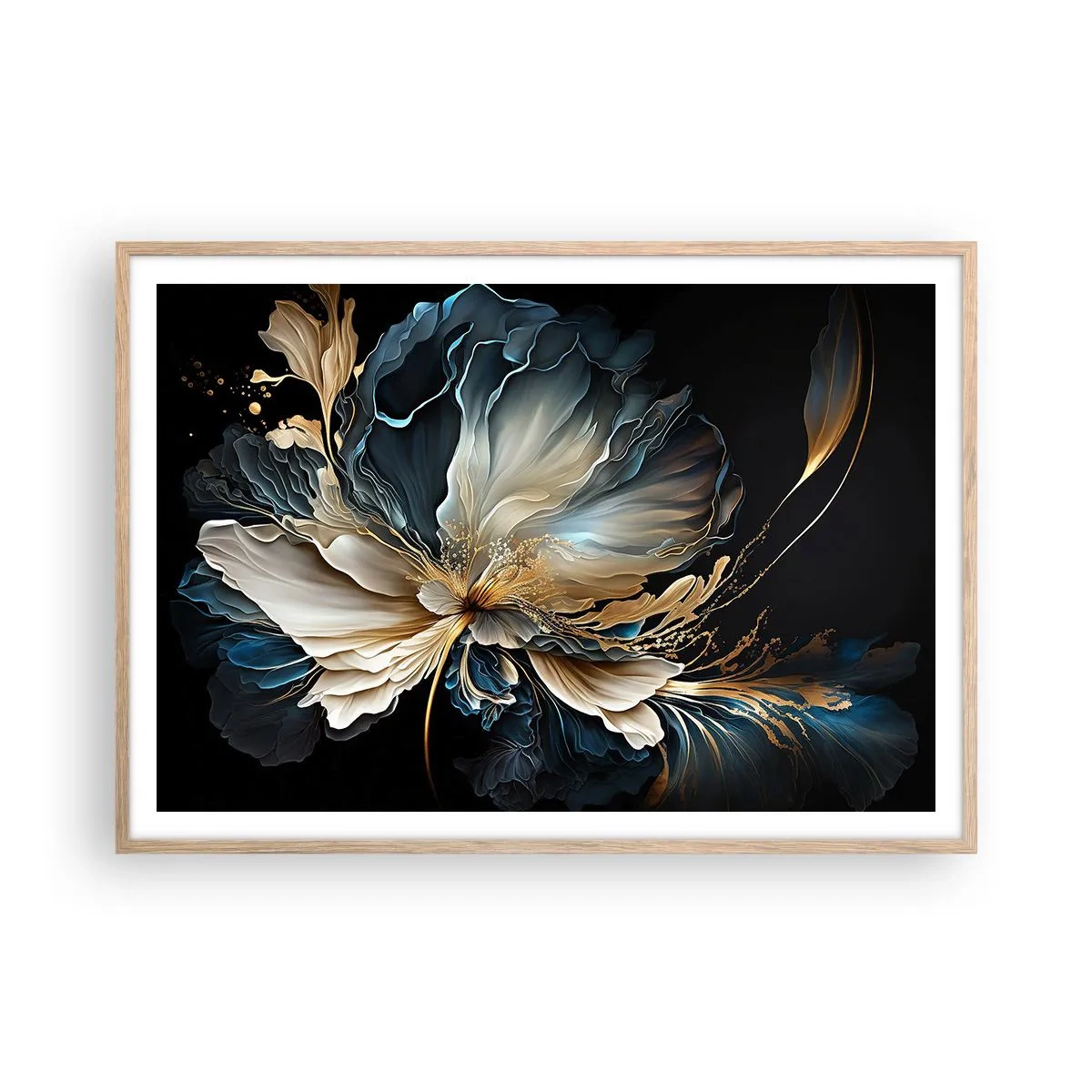 Een poster in een licht eiken lijst - Sprookjesachtige varenbloem - 100x70 cm