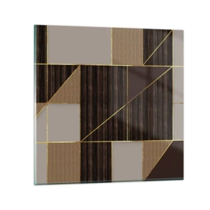 Schilderen op glas - Een mozaïek van bruin en goud - 30x30 cm