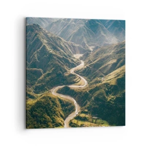 Schilderen op canvas - Recht uit het hart van de bergen - 70x70 cm