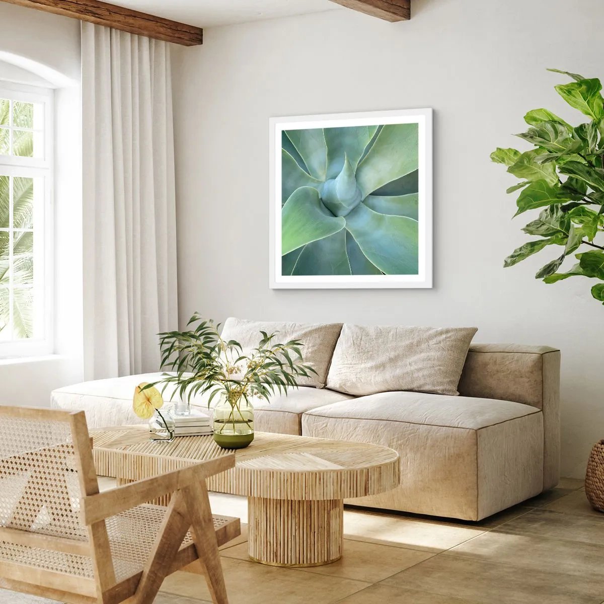 Poster in een witte lijst - De geboorte van groen - 40x40 cm