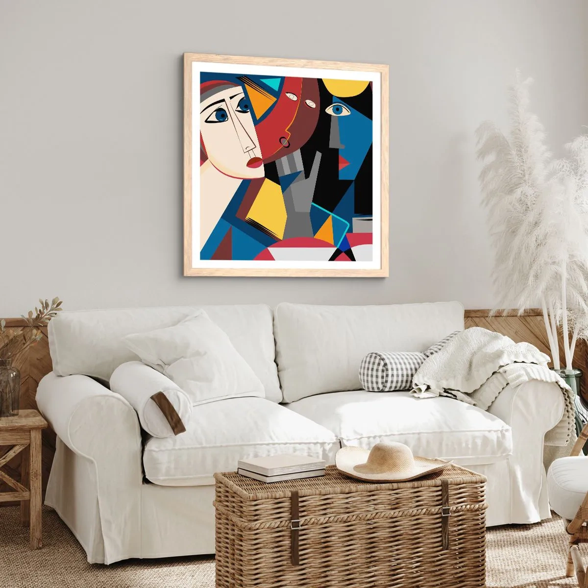 Een poster in een licht eiken lijst - Een gesprek tussen kubisten - 40x40 cm