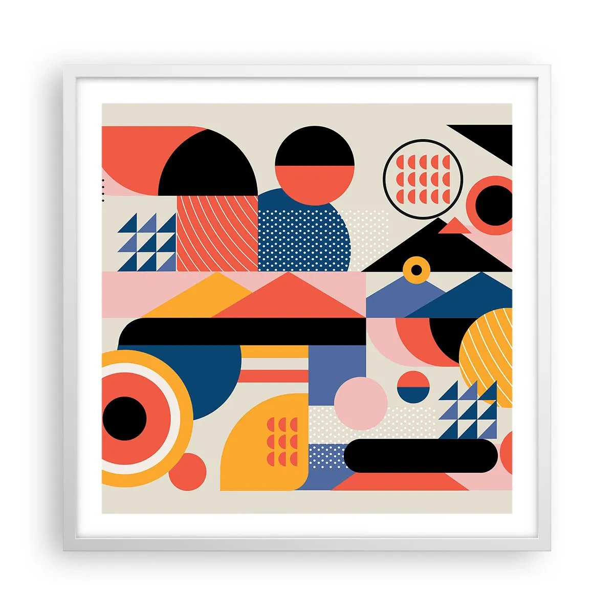 Poster in een witte lijst - Compositie: speel rond - 60x60 cm
