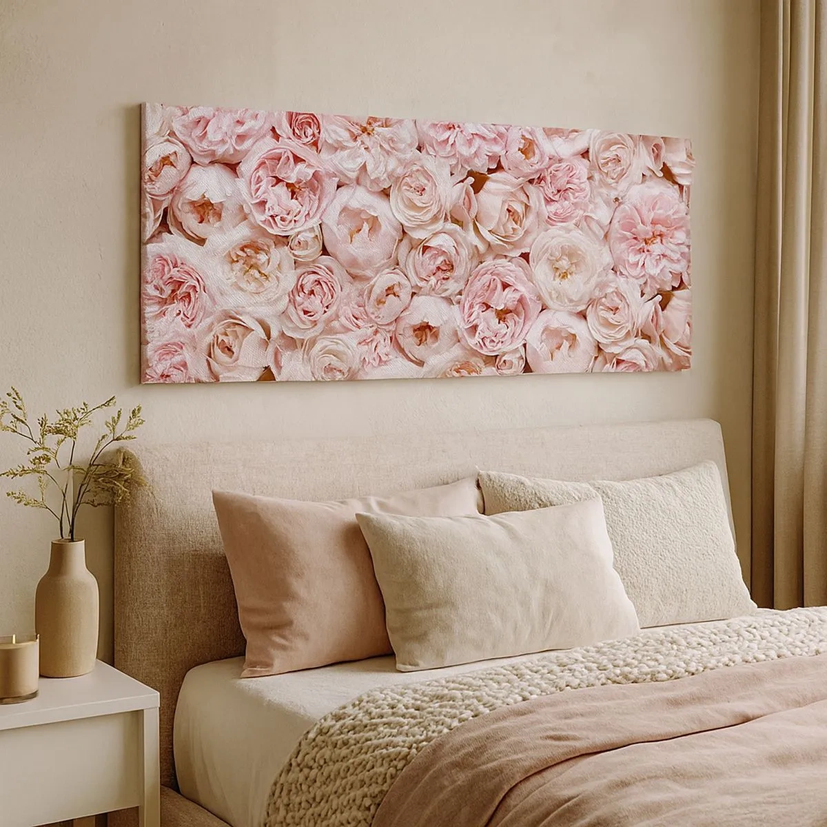Schilderen op canvas - Een bed van rozen - 100x40 cm