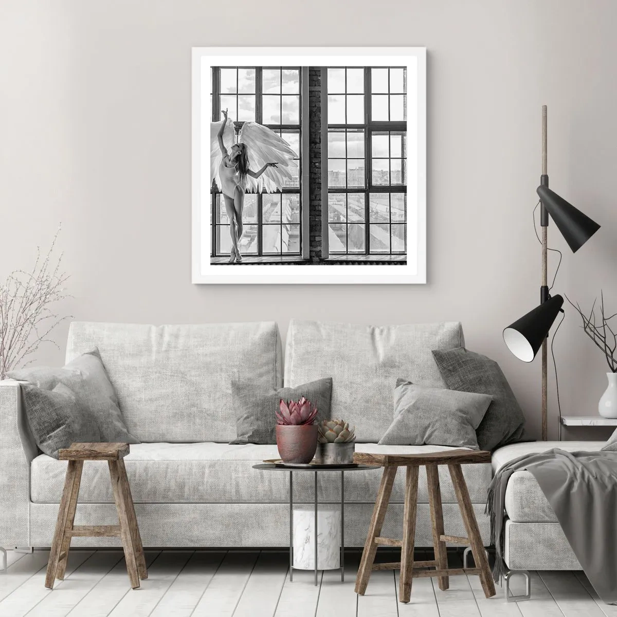 Poster in een witte lijst - Stad der Engelen? - 30x30 cm