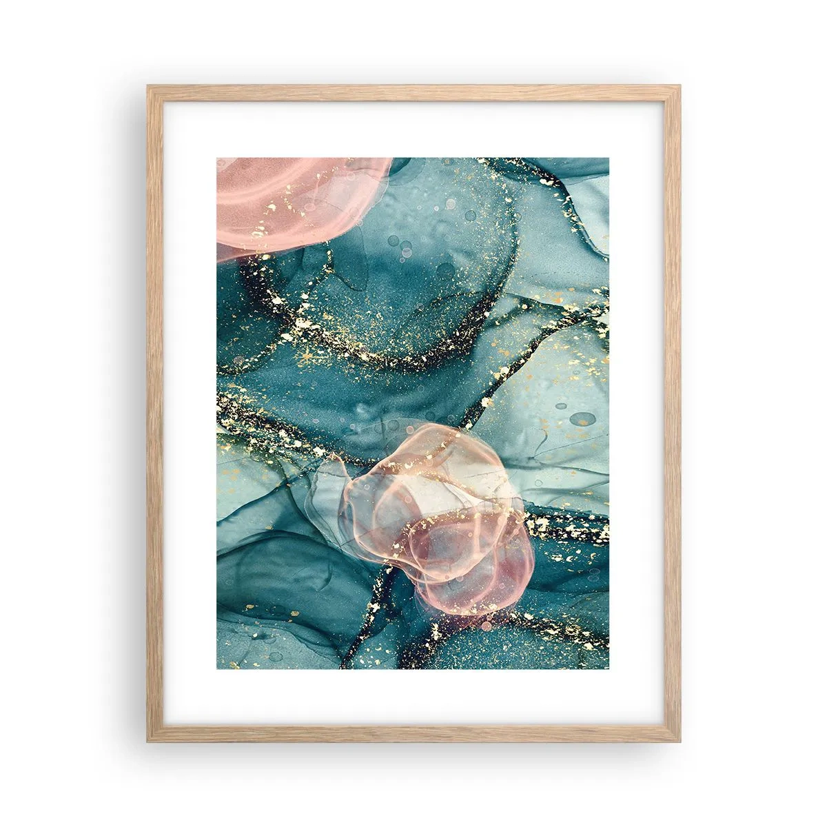 Een poster in een licht eiken lijst - Zijdeblauw, tule roze - 40x50 cm