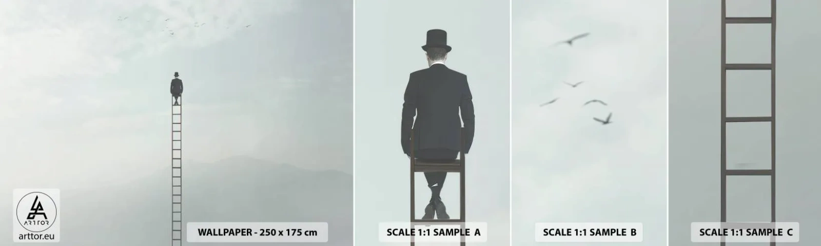 Fotobehang Monster Zelfklevend Deluxe Sticker - Stap verder op! - Abstractie, Man, Deel - 100x30 cm