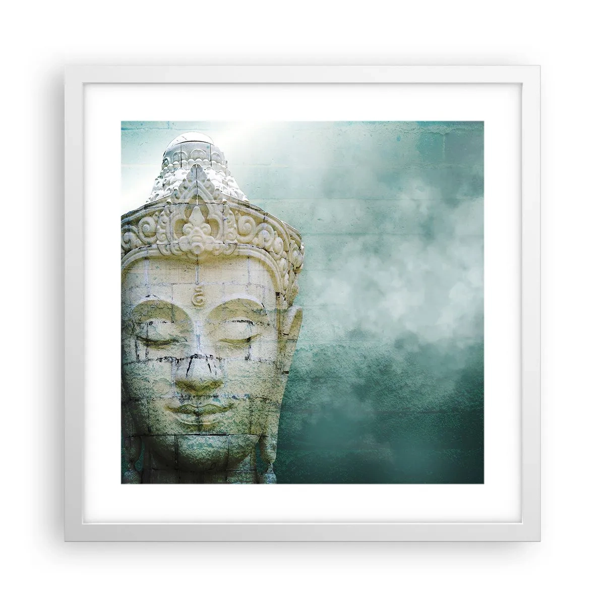 Poster in een witte lijst - Op zoek naar het licht - 40x40 cm