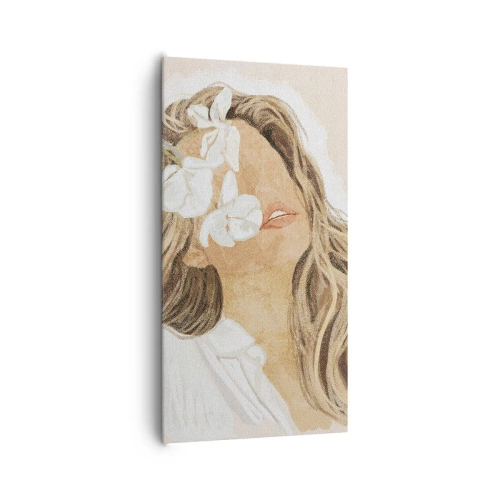 Schilderen op canvas - Tussen de bloemen in vervoering - 65x120 cm