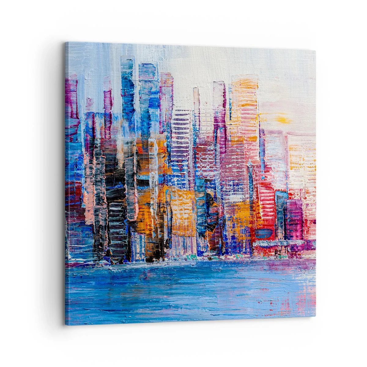 Schilderen op canvas - Een vrolijke metropool - 60x60 cm
