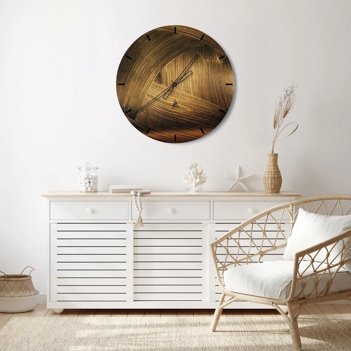 Wandklok - Klok - In een gouden doolhof - 40x40 cm