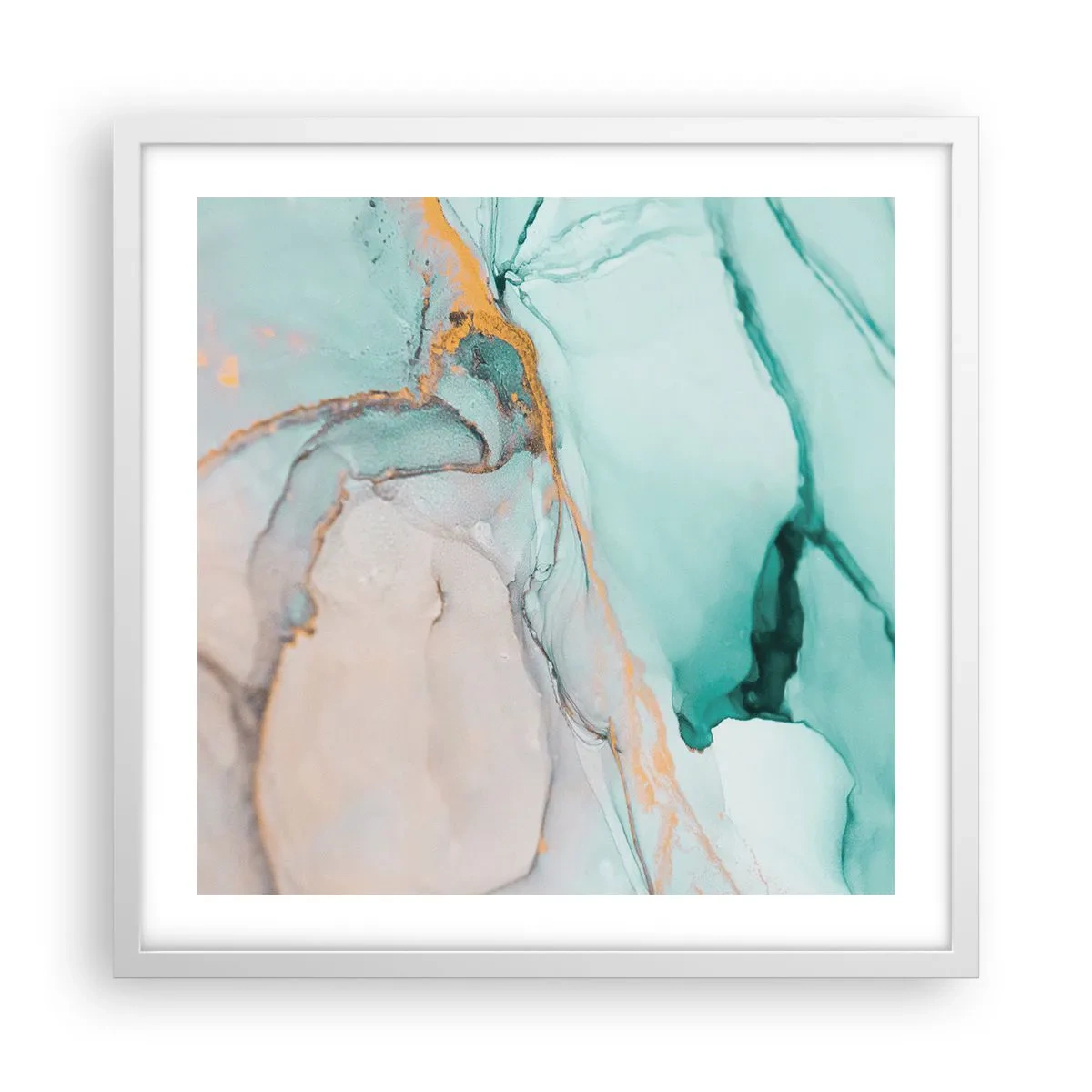 Poster in een witte lijst - Een dans van vormen en kleuren - 50x50 cm