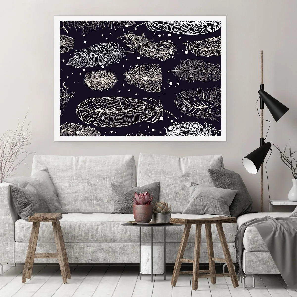 Poster - Gevederde kant - 91x61 cm