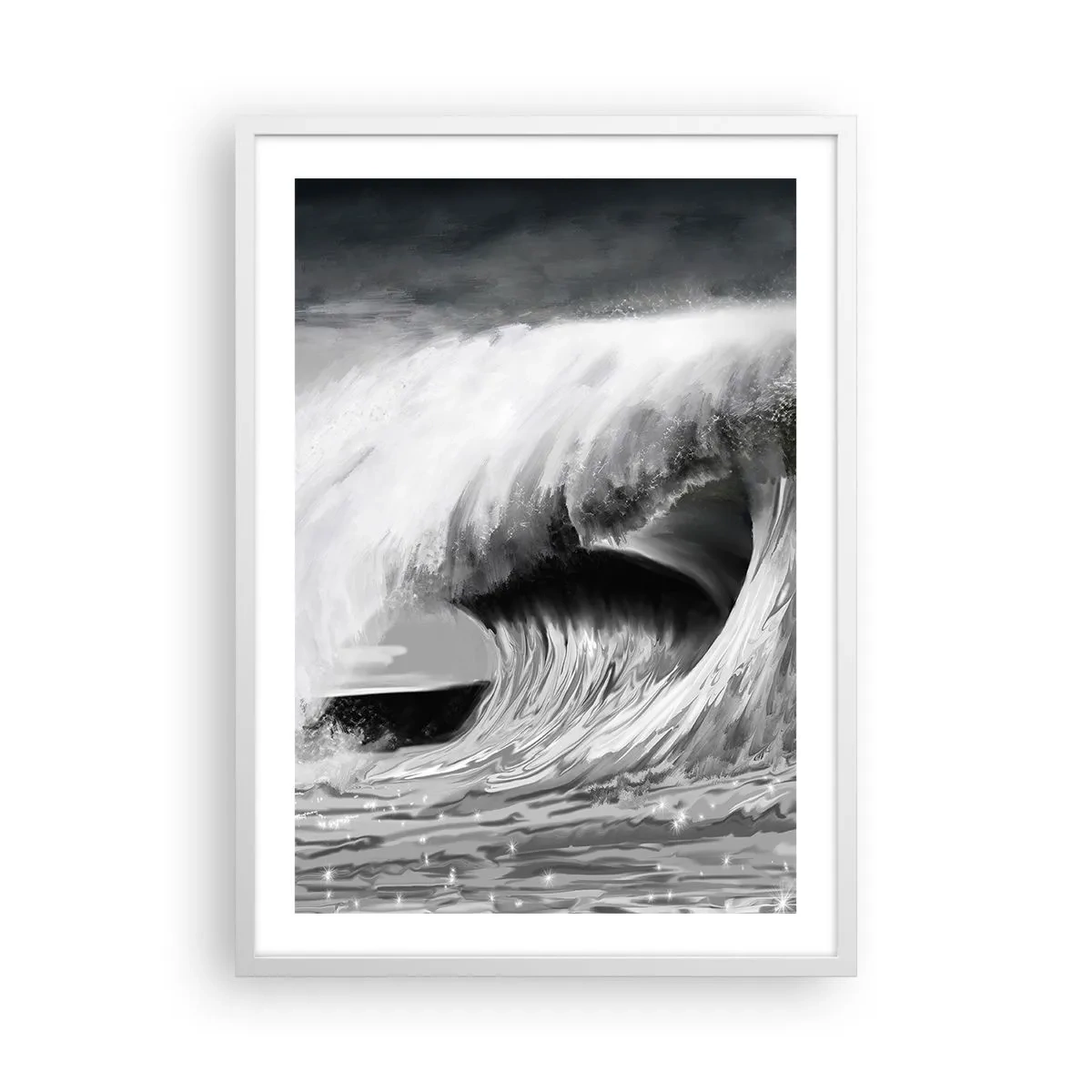 Poster in een witte lijst - De woede van de oceaan - 50x70 cm