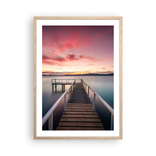 Een poster in een licht eiken lijst - De zachte vlam van de avond - 50x70 cm