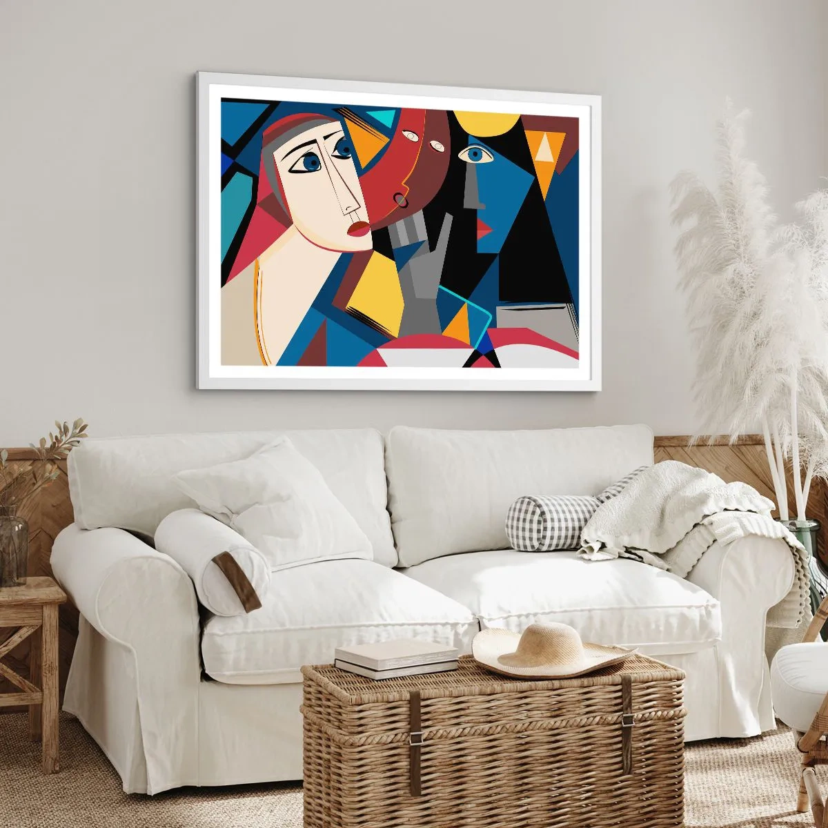 Poster in een witte lijst - Een gesprek tussen kubisten - 100x70 cm